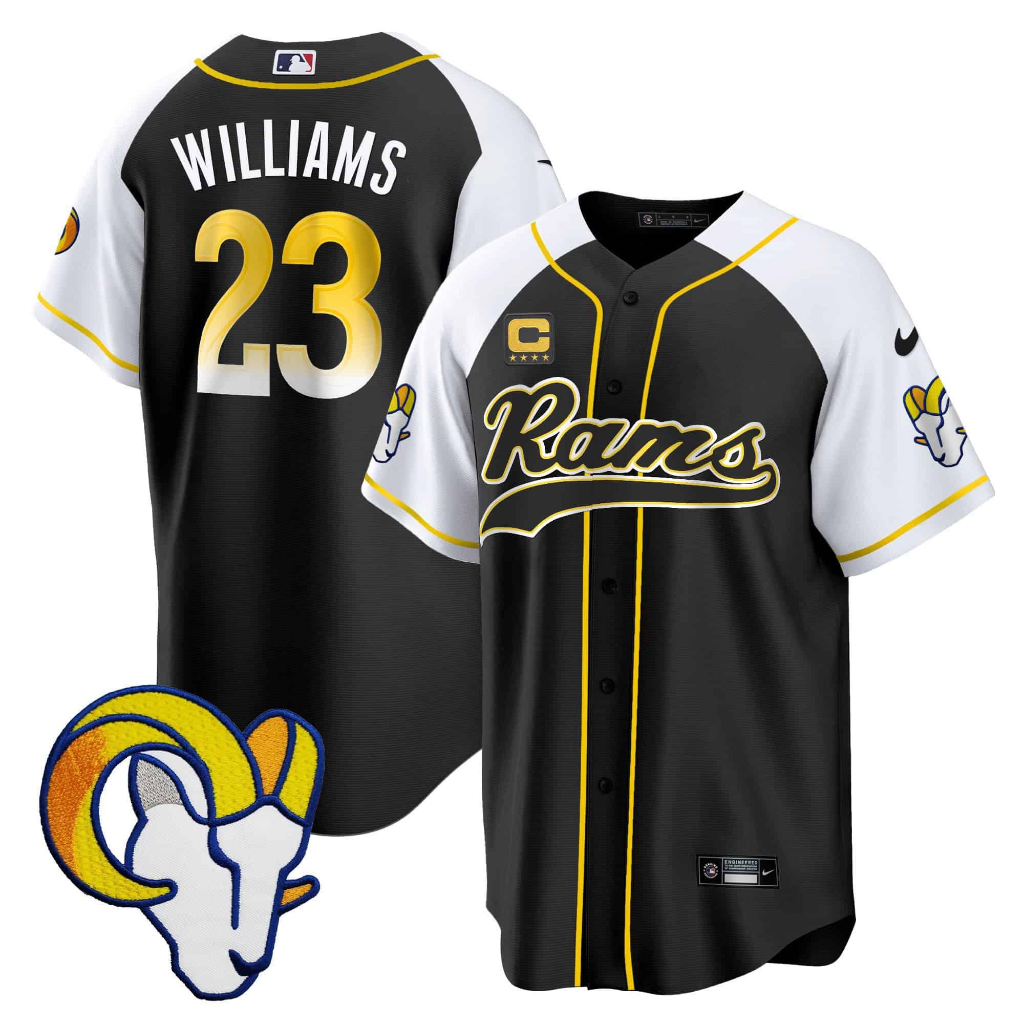 Men Los Angeles Rams #23 Williams Black 2024 Nike Baseball NFL Jersey